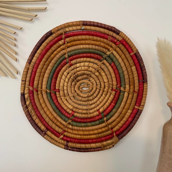 Woven Seagrass Coiled Wall Trivet Basket Boho - Picture 3 of 8